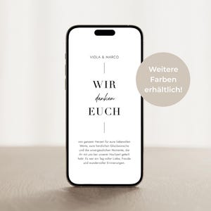 Carte de remerciement numérique élégante | Merci pour le mariage |  Modèle mobile pour WhatsApp à télécharger | Personnalisable | Minimalist