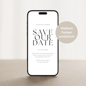 Digitale Save the Date Karte Minimal | Handy-Vorlage für Hochzeitseinladung | Minimalistisch & Elegant | WhatsApp Einladung zum Download