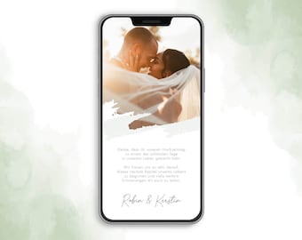 Digital | Dankeskarte | Danksagung | Wedding | Hochzeit | Elektronisch | Vorlage | Template | Personalisiert | Ecard | Versenden Whatsapp