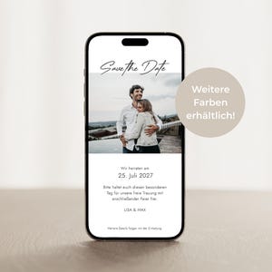 Digitale Save the Date Karte mit Foto | Handy-Vorlage für Hochzeitseinladung | Minimalistisch & Elegant | WhatsApp Einladung zum Download
