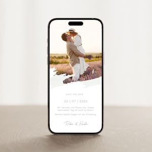 Digitale Save the Date Karte mit Foto | Handy-Vorlage für Hochzeitseinladung | Minimalistisch & Elegant | WhatsApp Einladung zum Download