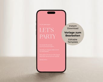 Digital Save the Date Card Invitation Birthday Canva Template Instant Download Editable Personalized E-Card WhatsApp Online Invitation