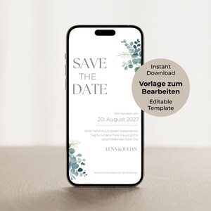 Digital Save the Date Card Wedding Canva Template Editable Personalized Invitation Card Instant Download WhatsApp Online Ecard image 1