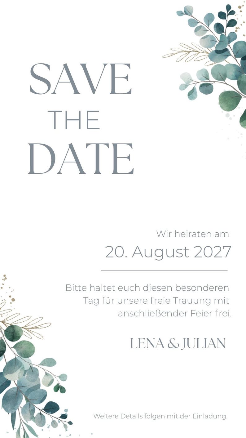 Digital Save the Date Card Wedding Canva Template Editable Personalized Invitation Card Instant Download WhatsApp Online Ecard image 2