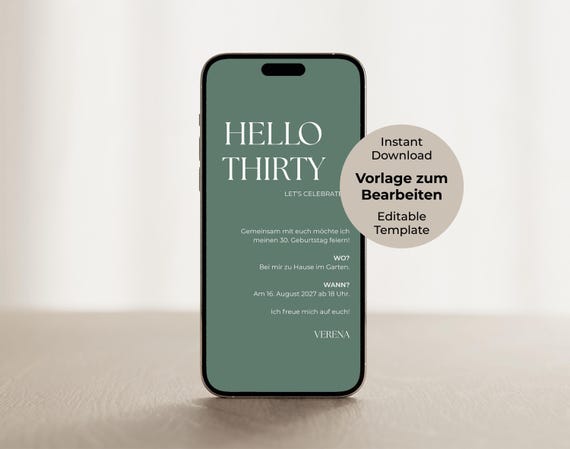 Digitale Save the Date Karte Einladung Geburtstag Canva Vorlage Sofort Download editierbar personalisierte E-Card WhatsApp Online Einladung