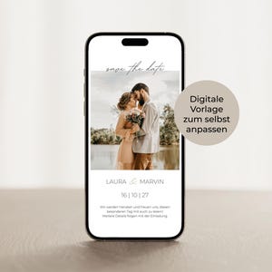 Digital Save the Date Card Photo | Canva Wedding Invitation Template | Minimalist & Elegant | Instant WhatsApp Invitation Download