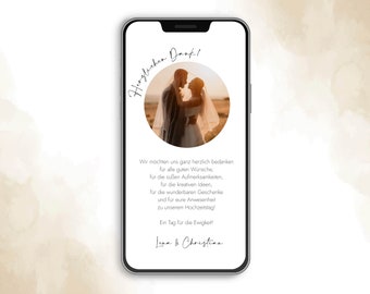 Digital | Dankeskarte | Danksagung | Wedding | Hochzeit | Elektronisch | Vorlage | Template | Personalisiert | Ecard | Versenden Whatsapp