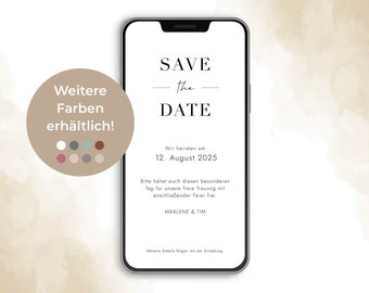Digital | Save the Date | Wedding | Hochzeitseinladung | Hochzeit | Einladung | Vorlage | Personalisiert | Ecard | Versenden per WhatsApp