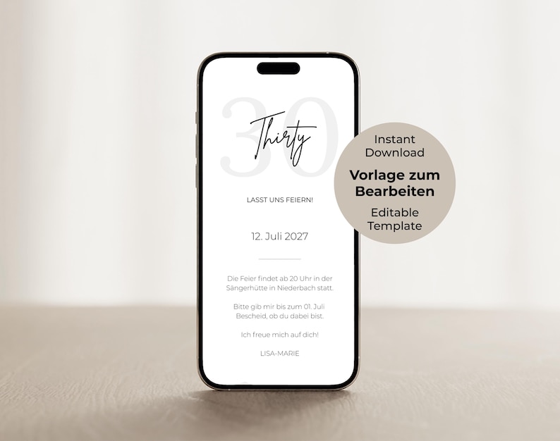 Digital Save the Date Card Invitation Birthday Canva Template Instant Download Editable Personalized E-Card WhatsApp Online Invitation image 1