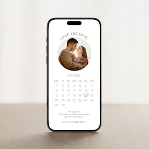 Digitale Save the Date Karte mit Foto | Handy-Vorlage für Hochzeitseinladung | Minimalistisch & Elegant | WhatsApp Einladung zum Download