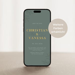 Digitale Save the Date Karte Gold | Handy-Vorlage für Hochzeitseinladung | Minimalistisch & Elegant | WhatsApp Einladung zum Download