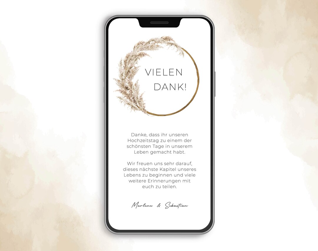 Digital Thank You Card Acknowledgement Wedding Greeting Electronical ...