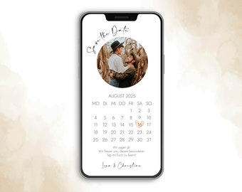 Digital | Save the Date | Wedding | Hochzeitseinladung | Hochzeit | Einladung | Vorlage | Personalisiert | Ecard | Versenden per WhatsApp