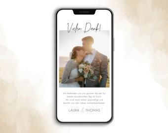 Digital | Dankeskarte | Danksagung | Wedding | Hochzeit | Elektronisch | Vorlage | Template | Personalisiert | Ecard | Versenden Whatsapp