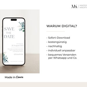 Digital Save the Date Card Wedding Canva Template Editable Personalized Invitation Card Instant Download WhatsApp Online Ecard image 3