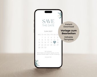 Wedding Save the Date Card Digital Invitation Canva Template Editable Personalized Instant Download WhatsApp Online Ecard Announcement