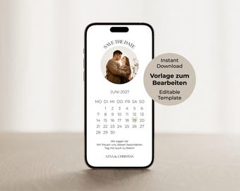 Digital Wedding Invitation Save the Date Card Canva Template Editable Personalized Instant Download Online WhatsApp Ecard Announcement