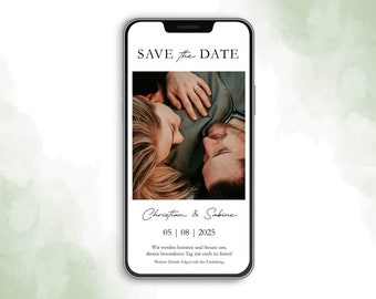 Digital | Save the Date | Wedding | Hochzeitseinladung | Hochzeit | Einladung | Vorlage | Personalisiert | Ecard | Versenden per WhatsApp