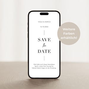 Tarjeta digital para guardar la fecha minimalista | Plantilla de teléfono móvil para invitación de boda | Minimalista y elegante | Invitación de WhatsApp para descargar