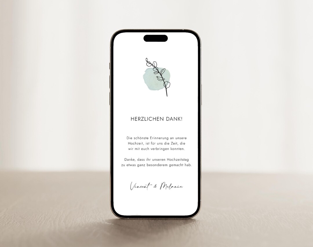 Digital Thank You Card Acknowledgement Wedding Greeting Electronical ...
