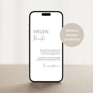 Digitale Dankeskarte Elegant | Danksagung für Hochzeit |  Handy-Vorlage für WhatsApp zum Download | Personalisierbar | Minimalistisch