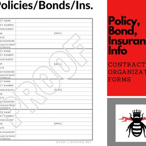 Business Policy/Bond/Insurance Organizer