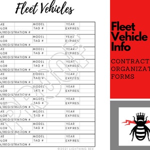 Business Fleet Vehicle Organizer