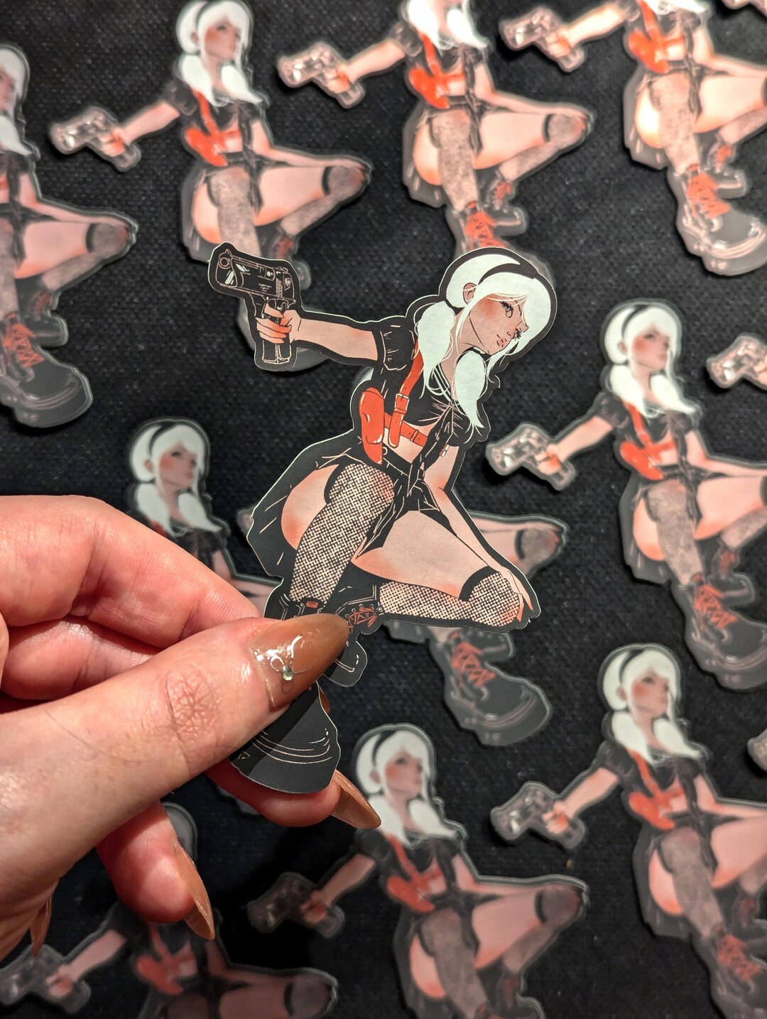 Gun Girl Sticker | Metallic Vinyl Sticker - Etsy