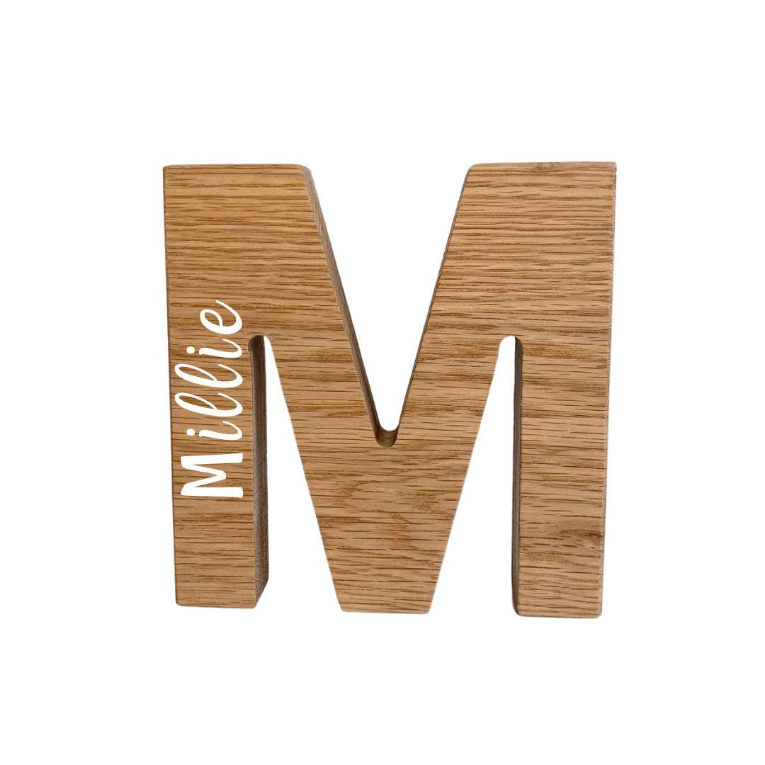 Chunky Oak Letter With Name, Personalised Wooden Letter, Freestanding ...