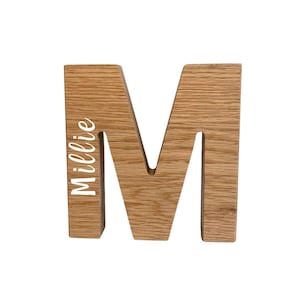 chunky oak  letter with name, personalised wooden letter, freestanding letter, wooden letter, quality wooden letter,  keepsake oak letter