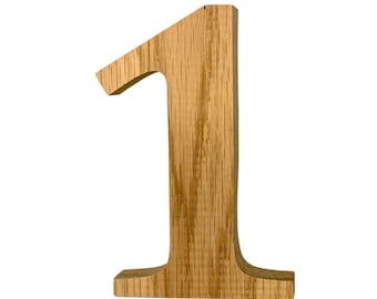 Chunky wooden solid oak numbers, Freestanding or hanging Keepsakes