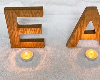 chunky oak freestanding letters,  wooden chunky letters, oak letters, wooden alphabet, wooden names, freestanding letter, stand up letter