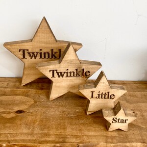 Twinkle Twinkle Little Star wooden gift set, baby stars set, wooden stars, baby shower stars, newborn baby stars gift engraved stars