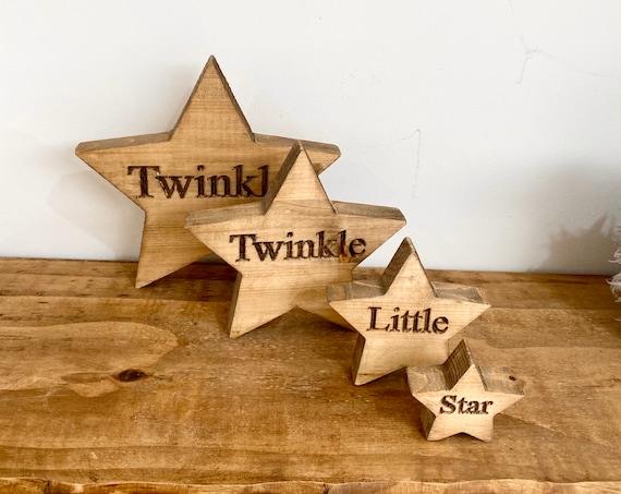 Twinkle Twinkle Little Star Wooden Gift Set, Baby Stars Set, Wooden Stars,  Baby Shower Stars, Newborn Baby Stars Gift Engraved Stars 