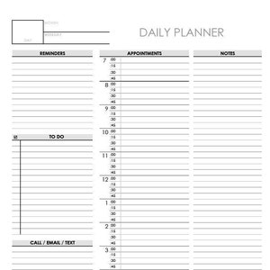Agenda giornaliera stampabile, Agenda oraria, Lista delle cose da fare stampabile, Pianificazione a blocchi, Agenda giornaliera scaricabile, Inserti dell&#39;agenda giornaliera 8-1/2&quot; x 11&quot;