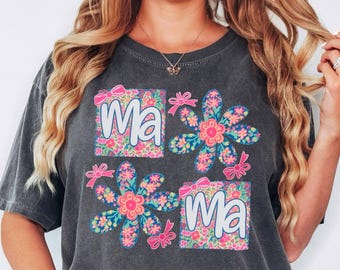 Maglietta Comfort Colors® Floral Mama, Maglietta per la Festa della Mamma, Maglietta carina per la mamma, Maglietta retrò per la mamma, Maglietta con fiori per la mamma, Regalo per la mamma