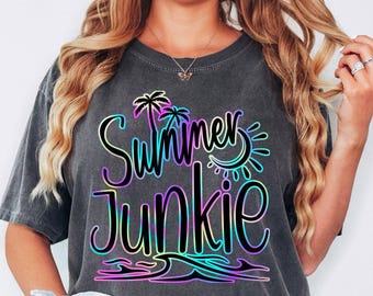 Comfort Colors® Beach Vacation Shirt, Summer Junkie Shirt, Summer Vibes Shirt, Ocean Wave Shirt, Tropical Palm Shirt