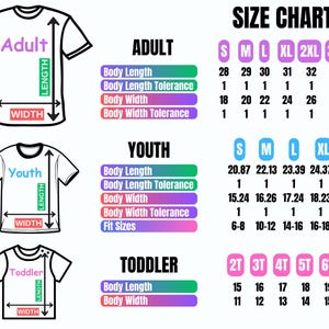 a t - shirt size chart for a child's body length chart