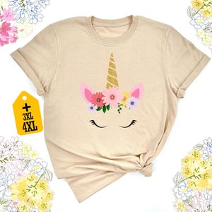Camiseta de unicornio floral, linda camiseta de unicornio, regalo para amantes de los unicornios, camiseta para mujer, conjunto de unicornio, camiseta de cumpleaños de unicornio, linda camiseta imagen 8