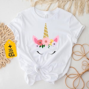 Floral Unicorn Shirt, Cute Unicorn Shirt, Gift For Unicorn Lover, Shirt For Women, Unicorn Outfit, Unicorn Birthday Shirt, Cute Shirt