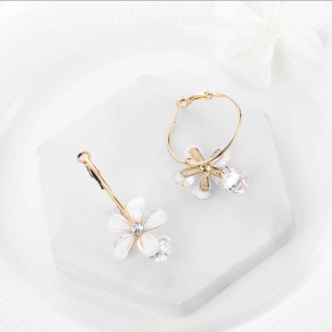 Flower earrings inlaid with zircons Etsy
