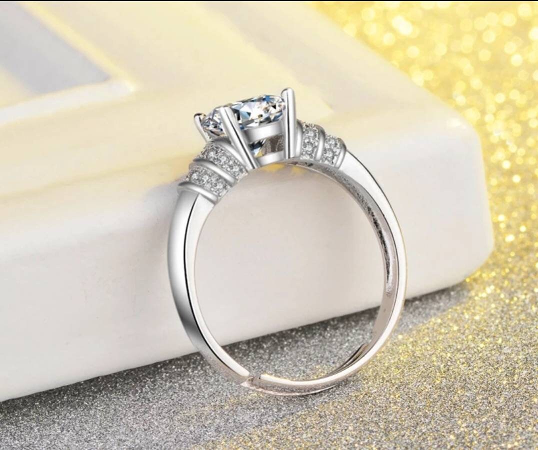 Adjustable ring in silver 925 and set with zircons Etsy