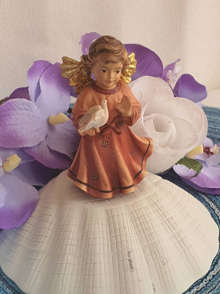 statuette Petit Ange de La Paix, en Bois 8 cm