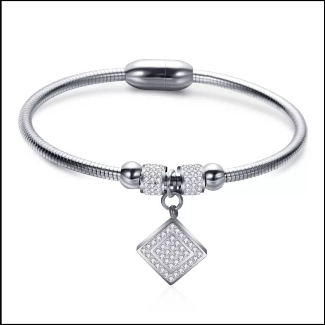 Stainless steel women's bracelet with zirconiainlaid Etsy