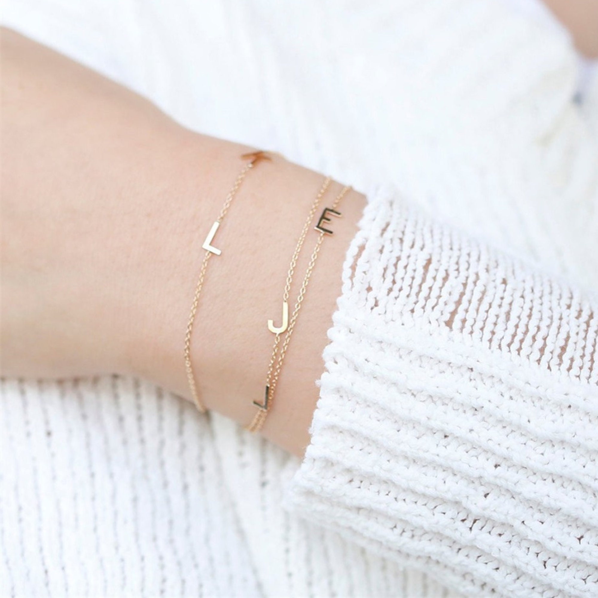 Happy friday beautiful ✨ Featuring our Sideways Letter Bracelet