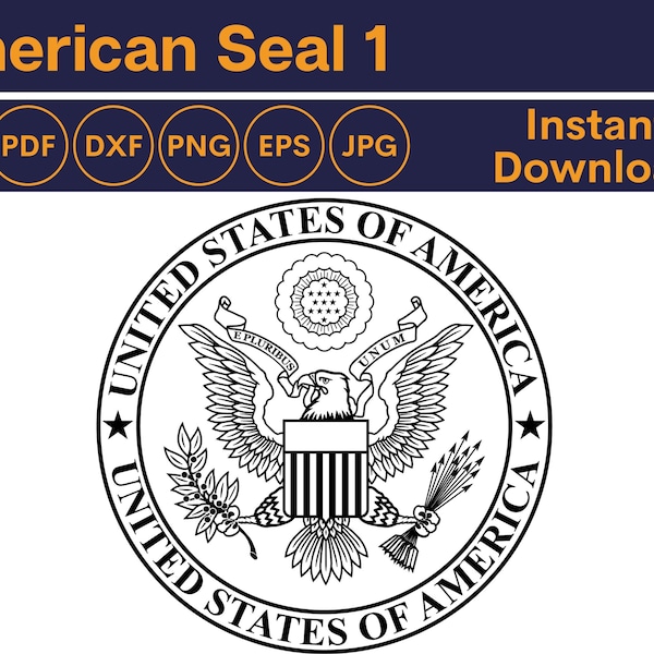 US Great Seal SVG File. American Eagle digital files in svg, eps and dxf for laser cut, cnc Cricut or other plotters