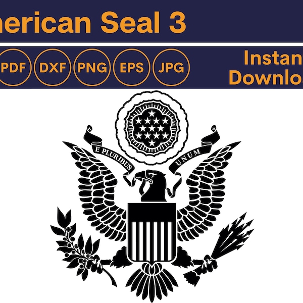 Fichier SVG US Great Seal. Fichiers numériques American Eagle en svg, eps et dxf pour découpe laser, cnc Cricut ou autres traceurs