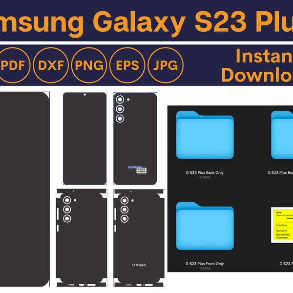 Samsung Galaxy S23 Plus skin cut template vector, Samsung skin svg cut file, Phone skins, Silhouette, Vinyl File, printable, cricut