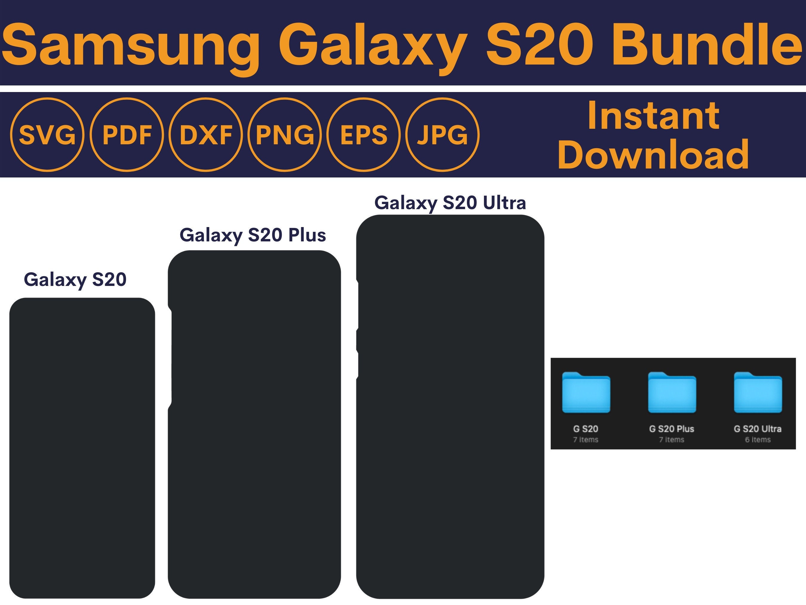 Samsung Galaxy S20 Templates Bundle - Galaxy S20, S20 Plus, S20 Ultra Skin Templates - Galaxy S20 SVG Files Bundle