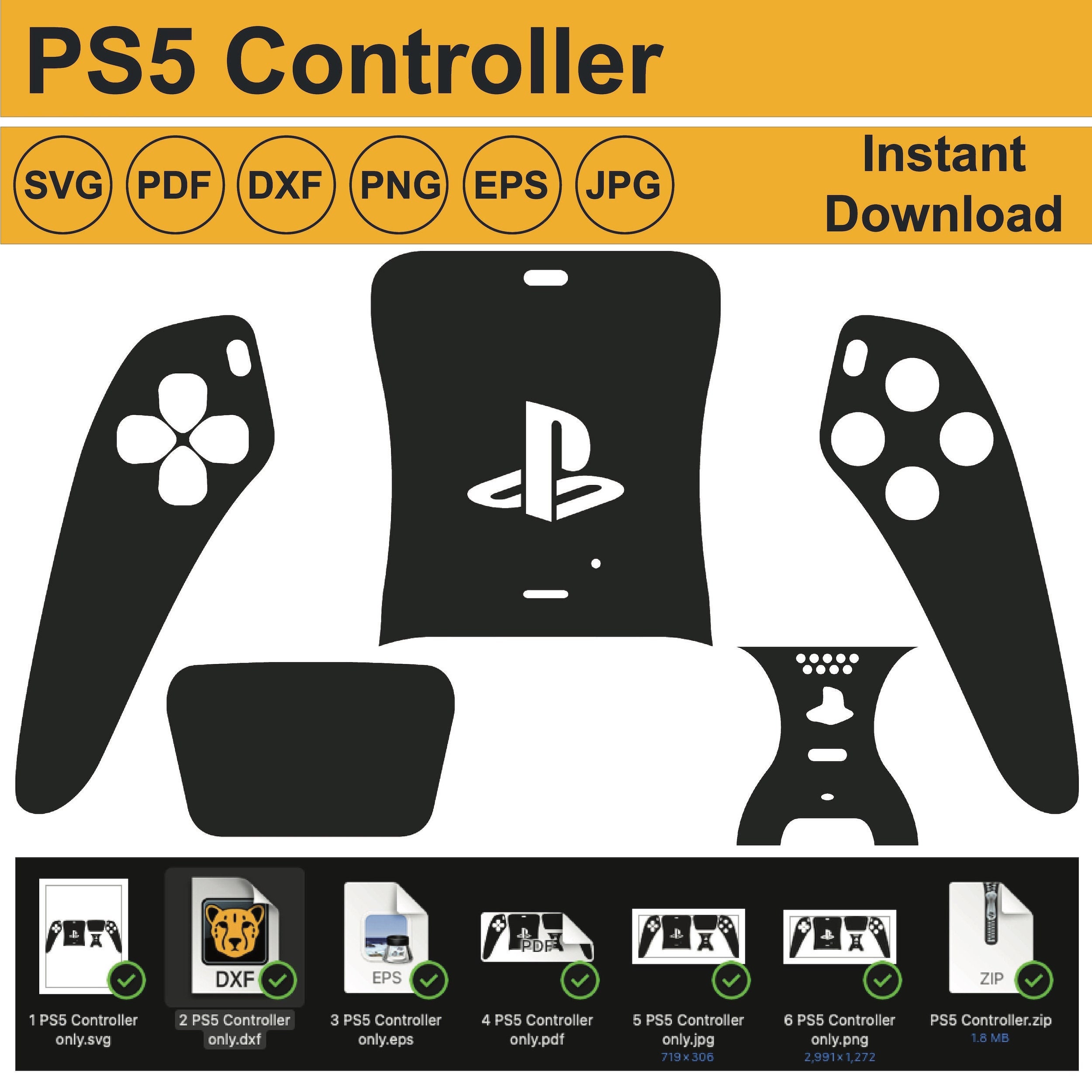 PS5 bundle skin template , Ps5 controller, Playstation 5 Disk Version  Console Template File, cricut , silhouette, Vector cut File